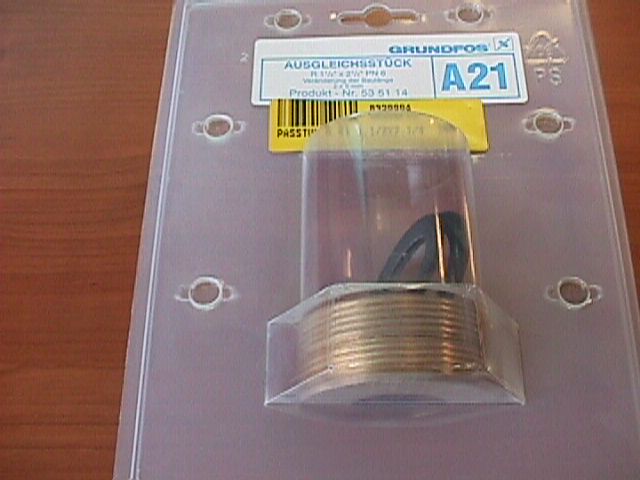 Grundfos passtuk a21 messing 1.1/2''x2.1/4'' 10mm 535114 Grundfos passtuk a21 messing 1.1/2''x2.1/4'' 10mm 535114